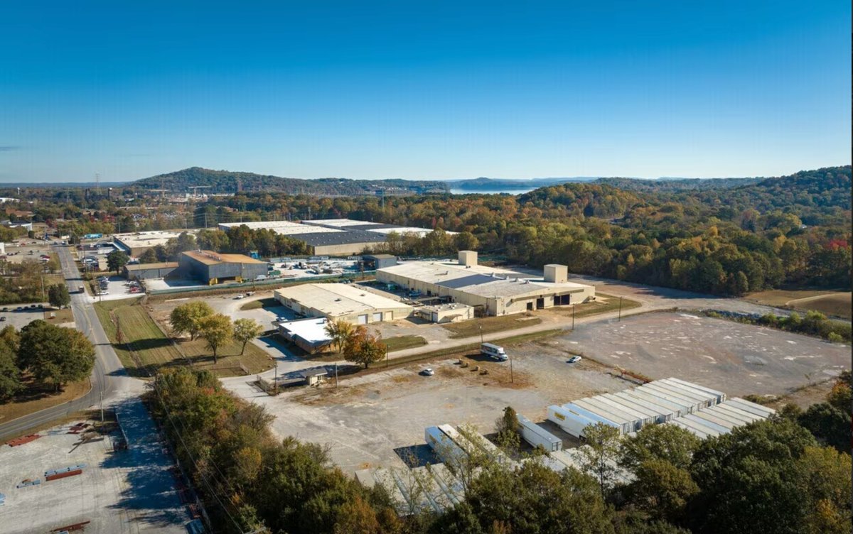 Aerial view of South Creek Industrial Park with river and ridges in the distance